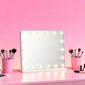 LED Vanity Mirror With 15 Bulbs - Multi Color Lighting Rechargeable Makeup Mirror For Home Use (Option: LR5843)